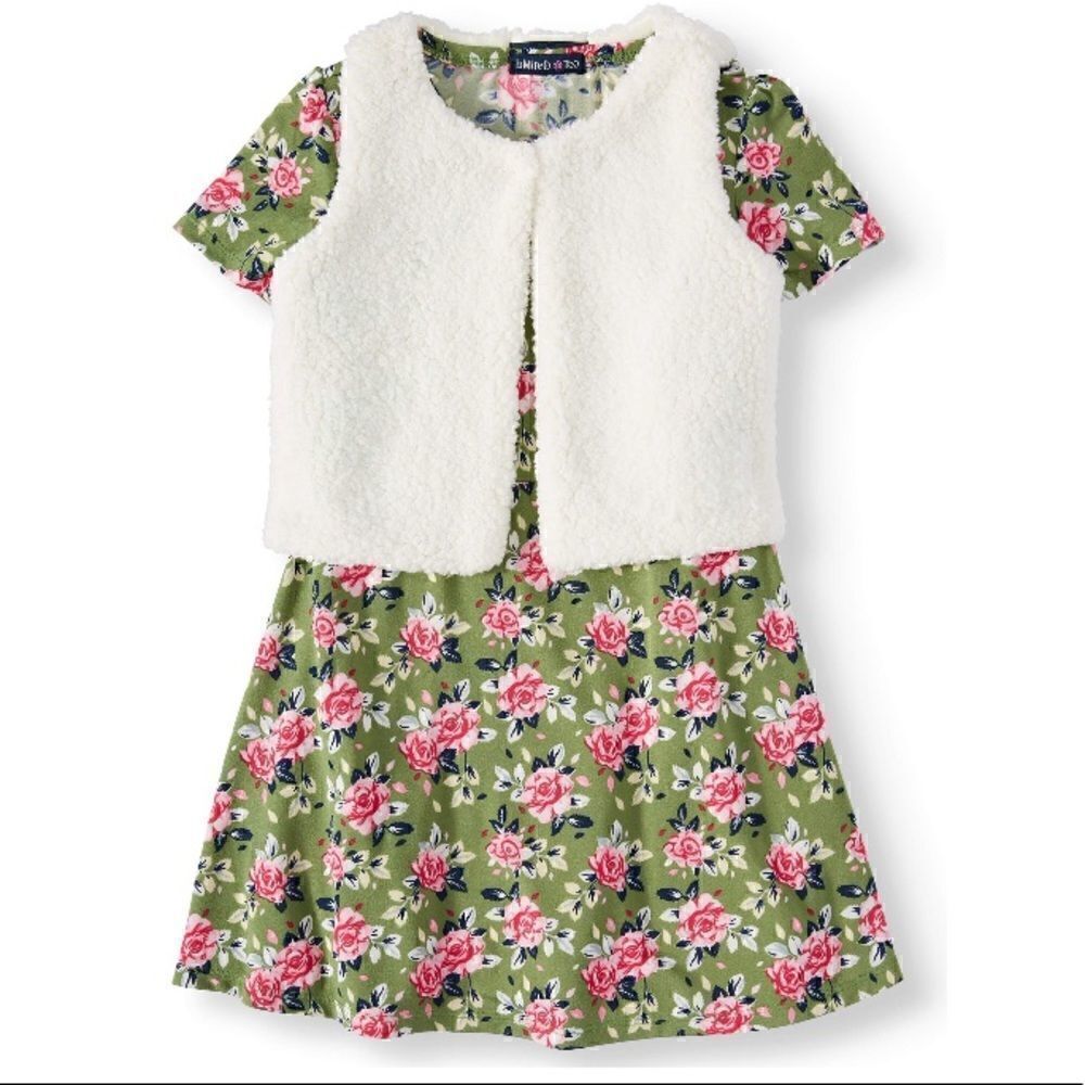 New Limited Too Yummy Knit Dress andFaux Fur Vest, 2-Piece set